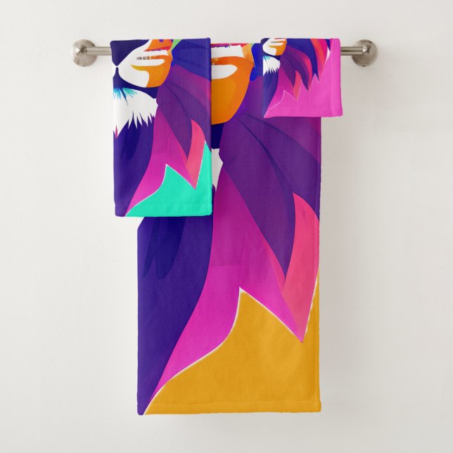 Conjunto De Toalhas Cabeça Geométrica Colorida (Insitu)