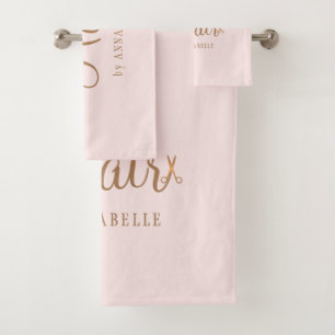 Conjunto De Toalhas Cabelo estilista nome elegante dourado rosa