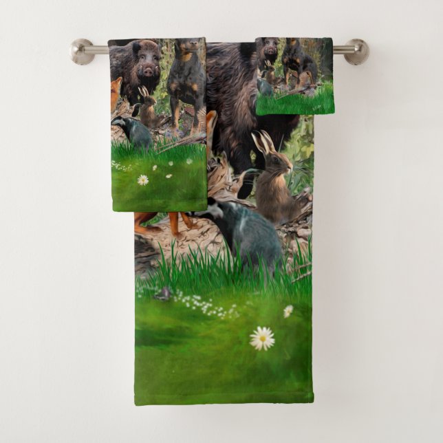 Conjunto De Toalhas Caça alemã Terrier (Jagdterrier) (Insitu)