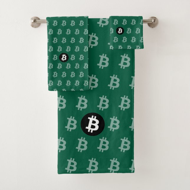 Conjunto De Toalhas Caçador de Bitcoin Verde (Estilo 2) (Insitu)
