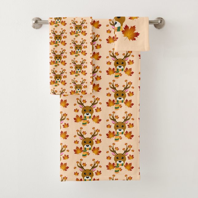 Conjunto De Toalhas Cachecol de Outono Veado Folhas de Bordo (Insitu)