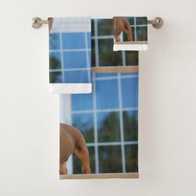 Conjunto De Toalhas cachorrinho vermelho e branco (Insitu)