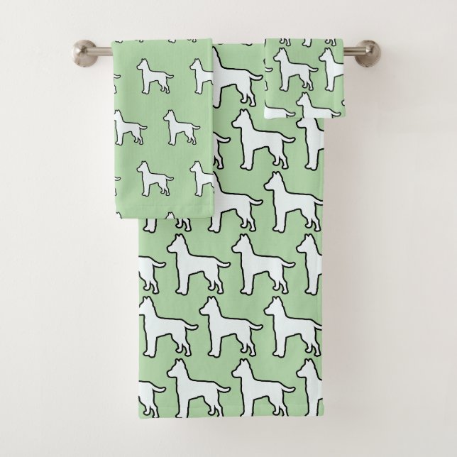 Conjunto De Toalhas Cachorro Branco Verde Menta  (Insitu)