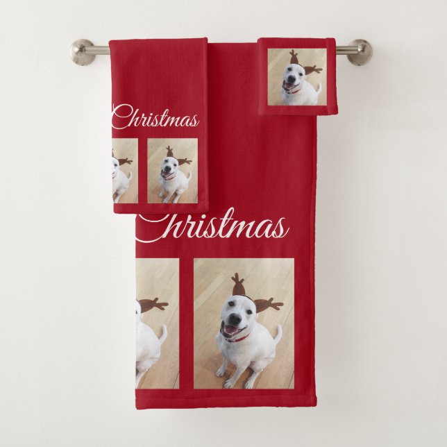 Conjunto De Toalhas Cachorro Cachorro Cachorro Branco Bonito Vermelho (Insitu)