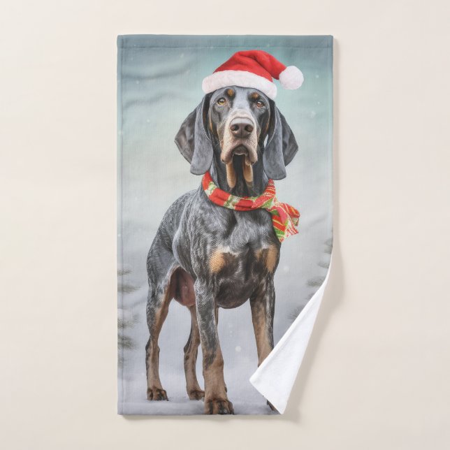 Conjunto De Toalhas Cachorro de Cachorro Bluetick no Natal da Neve (Toalha de mão)
