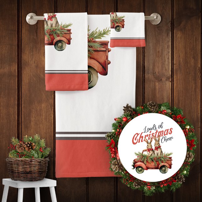 Conjunto De Toalhas Cachorros de Natal animados em Caminhão Vermelho (Criador carregado)
