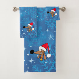 Conjunto De Toalhas Cachshund Dachshund de Natal Festivo
