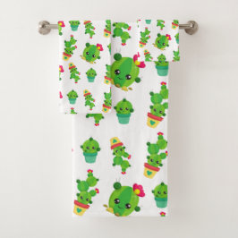 Conjunto De Toalhas Cactus Bonito, Cactus Verde, Padrão De Cactus