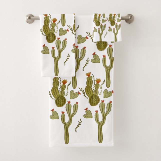 Conjunto De Toalhas Cactus Pintou Aquarela Pintada Padrão De Molericul (Insitu)