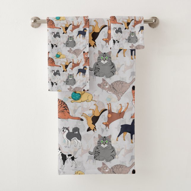 Conjunto De Toalhas Cães E Gatos, Design (Insitu)