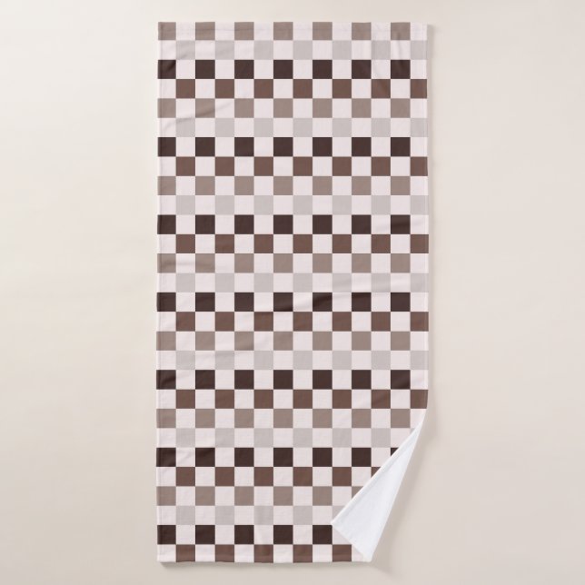Conjunto De Toalhas Cafe Au Lait checkerboard pattern (Toalha de Banho)