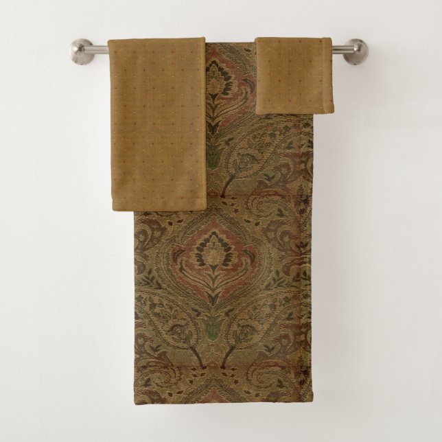 Conjunto De Toalhas Cafe Paisley e Cafe Diamond (Insitu)