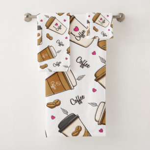 Conjunto De Toalhas Cafés, Feijões, Fachos De Café, Lover De Café, Cor