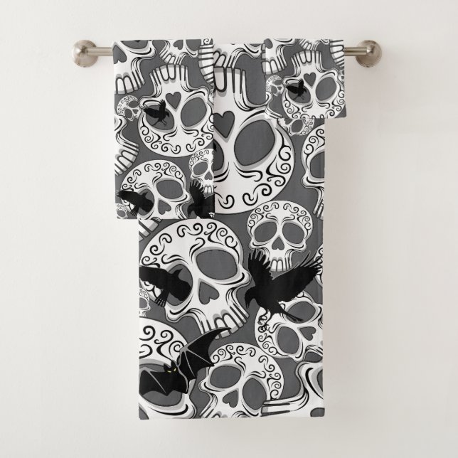 Conjunto De Toalhas Calaveras Decorativas do Halloween (Insitu)