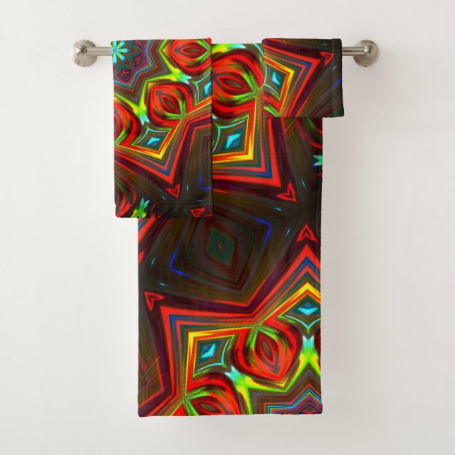 Conjunto De Toalhas Caleidoscópio estrelado de oito pontas, amarelo-ve (Insitu)