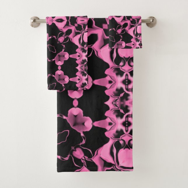 Conjunto De Toalhas Caleidoscópio Rosa c/ Preto (Insitu)