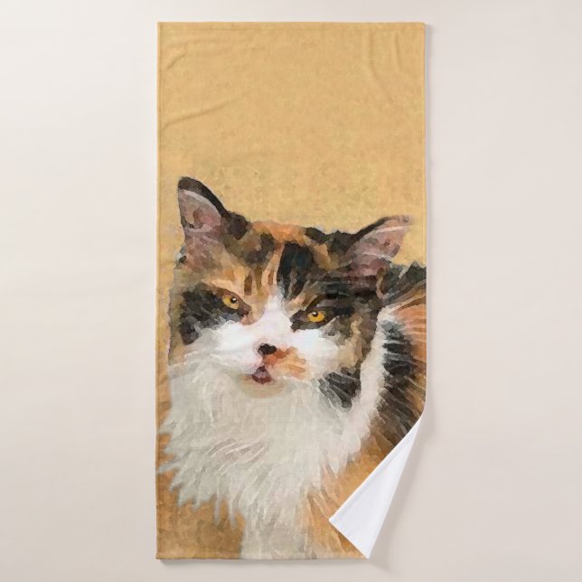 Conjunto De Toalhas Calico Cat Painting - Gato Original Bonito (Toalha de Banho)