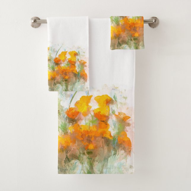 Conjunto De Toalhas California Poppy Impressionística Art (Insitu)