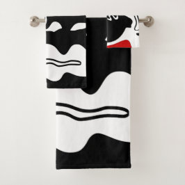 Conjunto De Toalhas Câmara de Deslocamento: Abstrato preto, branco e v