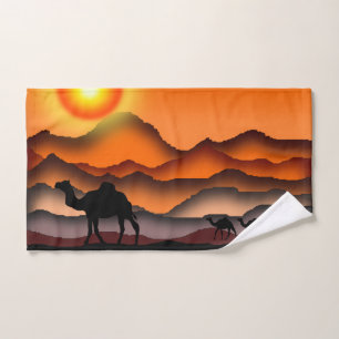 Conjunto De Toalhas Camelos Em Torres De Banho Do Deserto Sunset - Pin