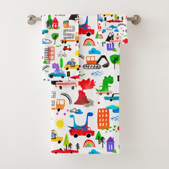 Conjunto De Toalhas Caminhões De Carros De Crianças Ocupados Por Aquaú (Insitu)