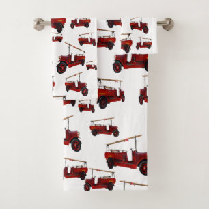 Conjunto De Toalhas Caminhões De Incêndio Vermelho,