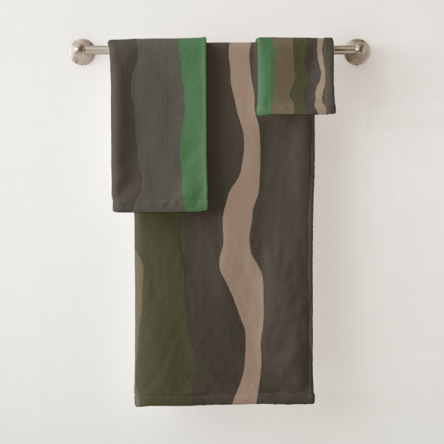 Conjunto De Toalhas Camo e abstrato verdes (Insitu)