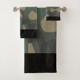 Conjunto De Toalhas Camo Verde com Banda Preta, Tema do Camo Chá,
