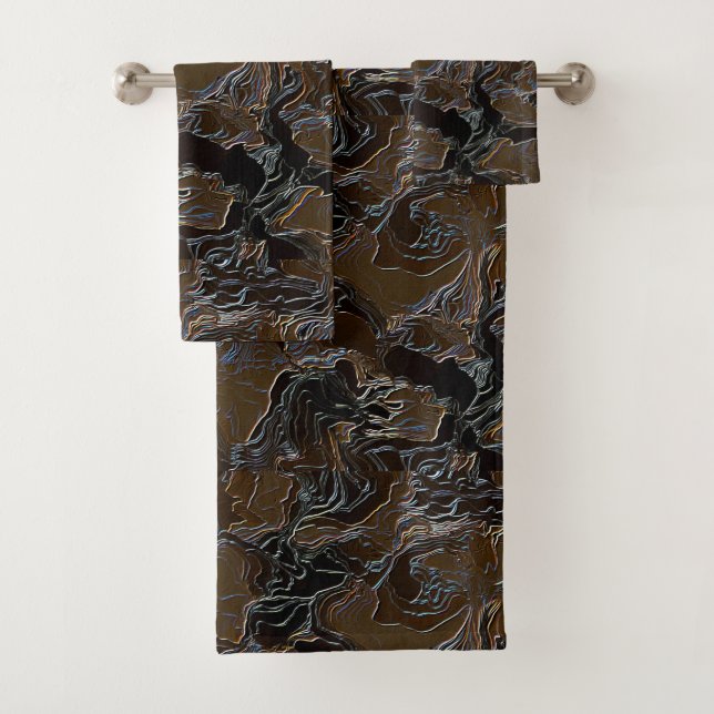 Conjunto De Toalhas Camouflage castanho metálico (Insitu)