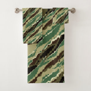 Conjunto De Toalhas Camouflage Hakki avistou padrão listrado