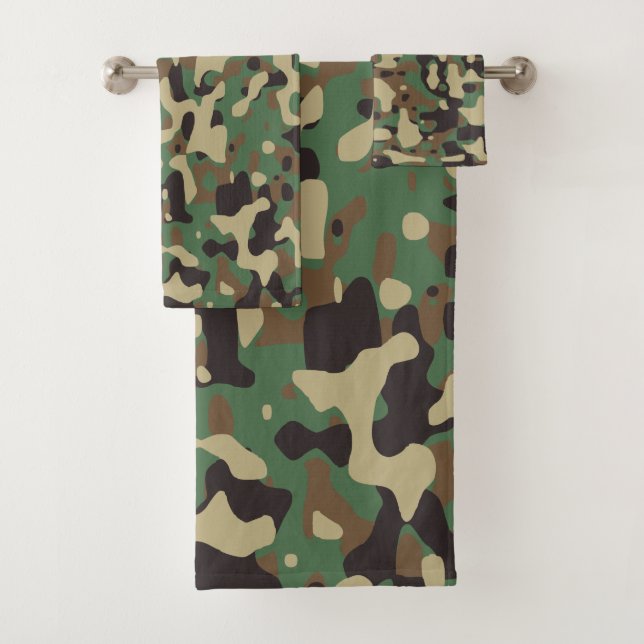 Conjunto De Toalhas Camouflage Padrão do Exército Verde Fadiga Design (Insitu)