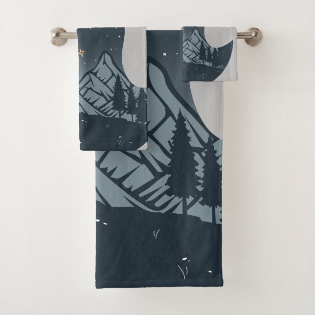 Conjunto De Toalhas Campanha legal de campismo sob montanhas Stars (Insitu)