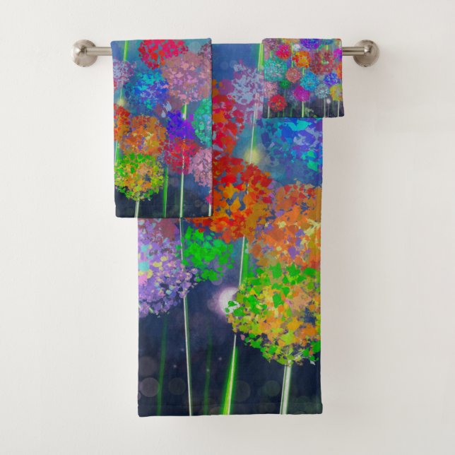 Conjunto De Toalhas campo abstrato impressionista de flores (Insitu)