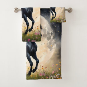 Conjunto De Toalhas Campo da Flor da Lua de Cavalo Negro,