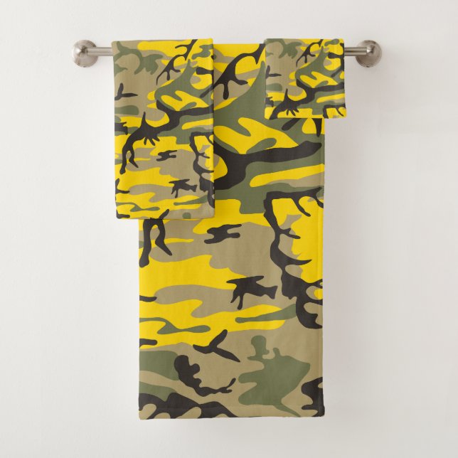 Conjunto De Toalhas Camuflagem Amarela e Verde, Militar, Exército (Insitu)