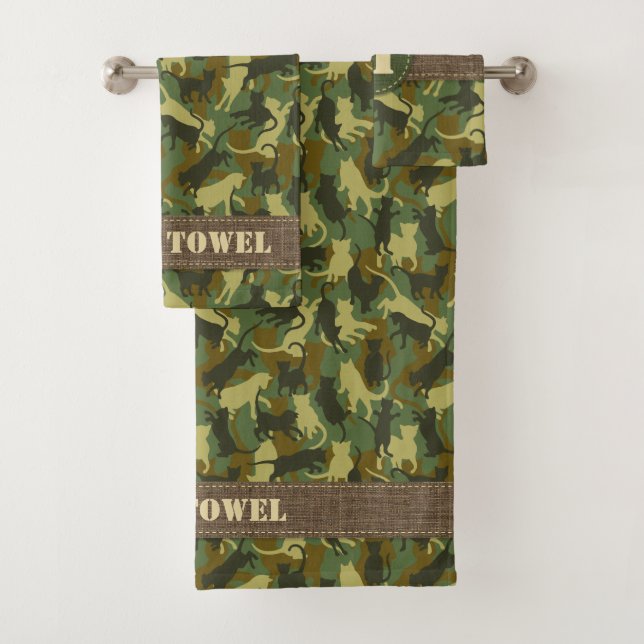 Conjunto De Toalhas Camuflagem Cats Woodland (Insitu)