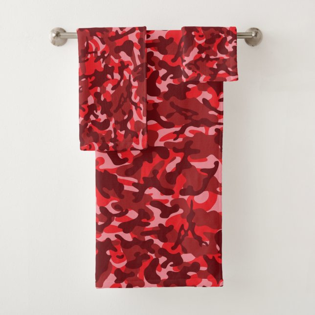 Conjunto De Toalhas Camuflagem de Salmão Vermelho   (Insitu)