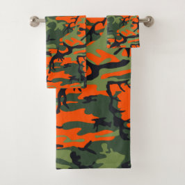 Conjunto De Toalhas Camuflagem Laranja e Verde, Militar, Exército