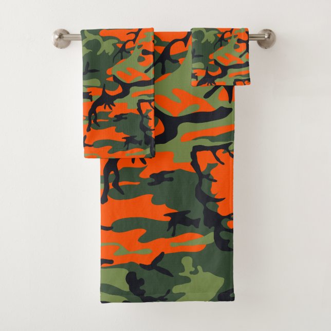Conjunto De Toalhas Camuflagem Laranja e Verde, Militar, Exército (Insitu)