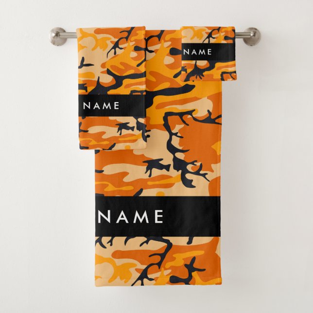 Conjunto De Toalhas Camuflagem Laranja Seu nome Personaliza (Insitu)