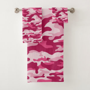 Conjunto De Toalhas Camuflagem Rosa