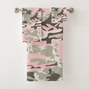 Conjunto De Toalhas Camuflagem rosa e verde, Militares, Exército