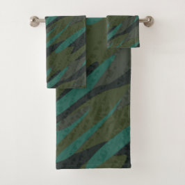 Conjunto De Toalhas Camuflagem Verde Abstrato