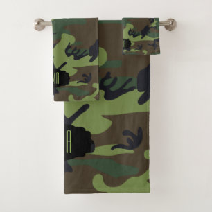 Conjunto De Toalhas Camuflagem Verde do Monograma