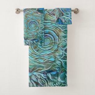 Conjunto De Toalhas Cana azul na pintura espumante