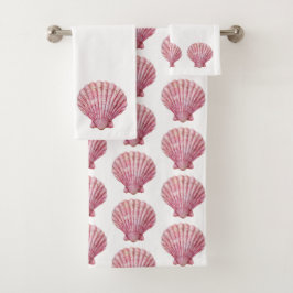 Conjunto De Toalhas Cana-de-coleira-rosa costeira em branco