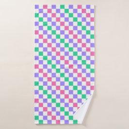 Conjunto De Toalhas Candy shop diagonal checkerboard pattern