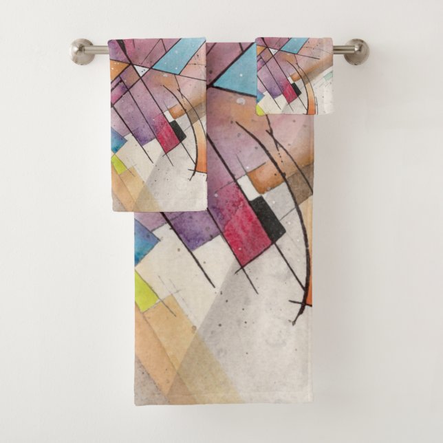 Conjunto De Toalhas CANTATA em TOM PASTEL Arte Abstrata (Insitu)