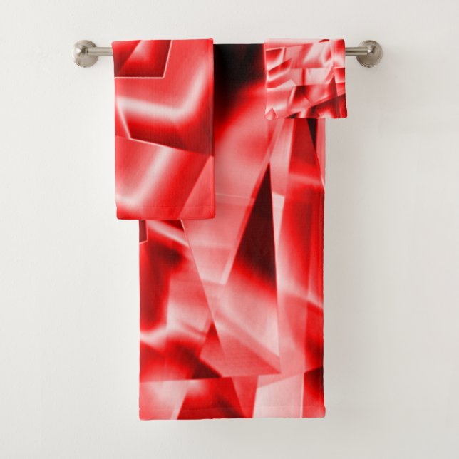 Conjunto De Toalhas Canto dos quadrados inclinados, vermelhos a esbran (Insitu)