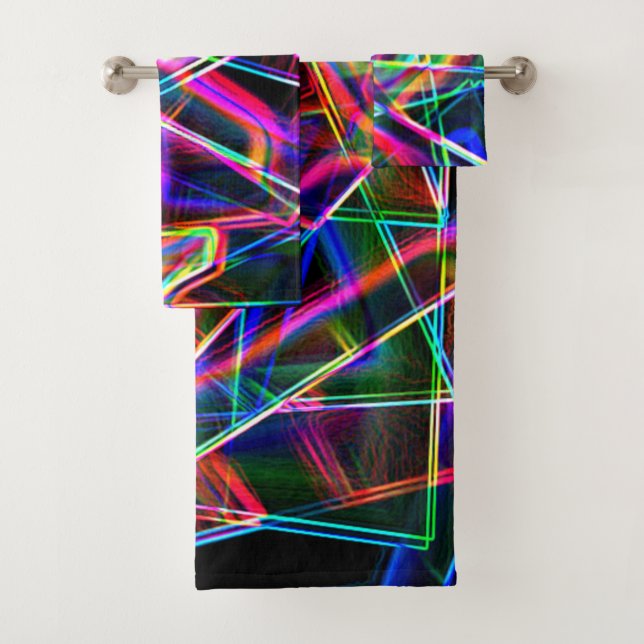 Conjunto De Toalhas Cantos quadrados e néon manchas coloridas (Insitu)